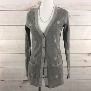 Crown & Ivy Gray Polka Dot Cardigan Size Small